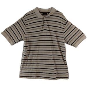 Jonathan Stone Men's XL Striped Polo Black and Cream